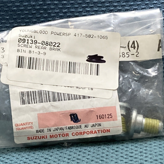 QTY 4 NEW GENUINE SUZUKI 09139-08022 SCREW, REAR BRAKE