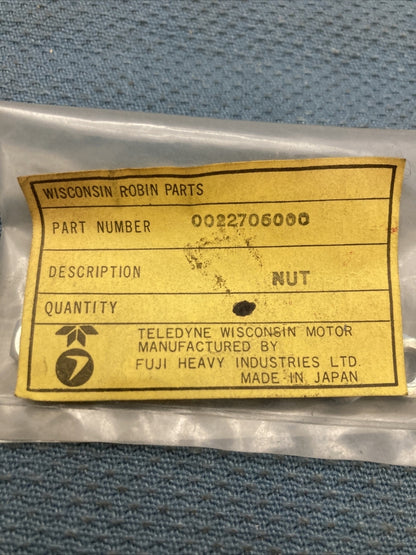 QTY 8 NEW GENUINE WISCONSIN SUBARU ROBIN 002-27060-00 NUT