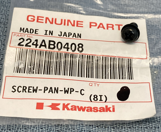 NEW GENUINE KAWASAKI 224AB0408 Screw - Pan - Wp - Cros, 4X8