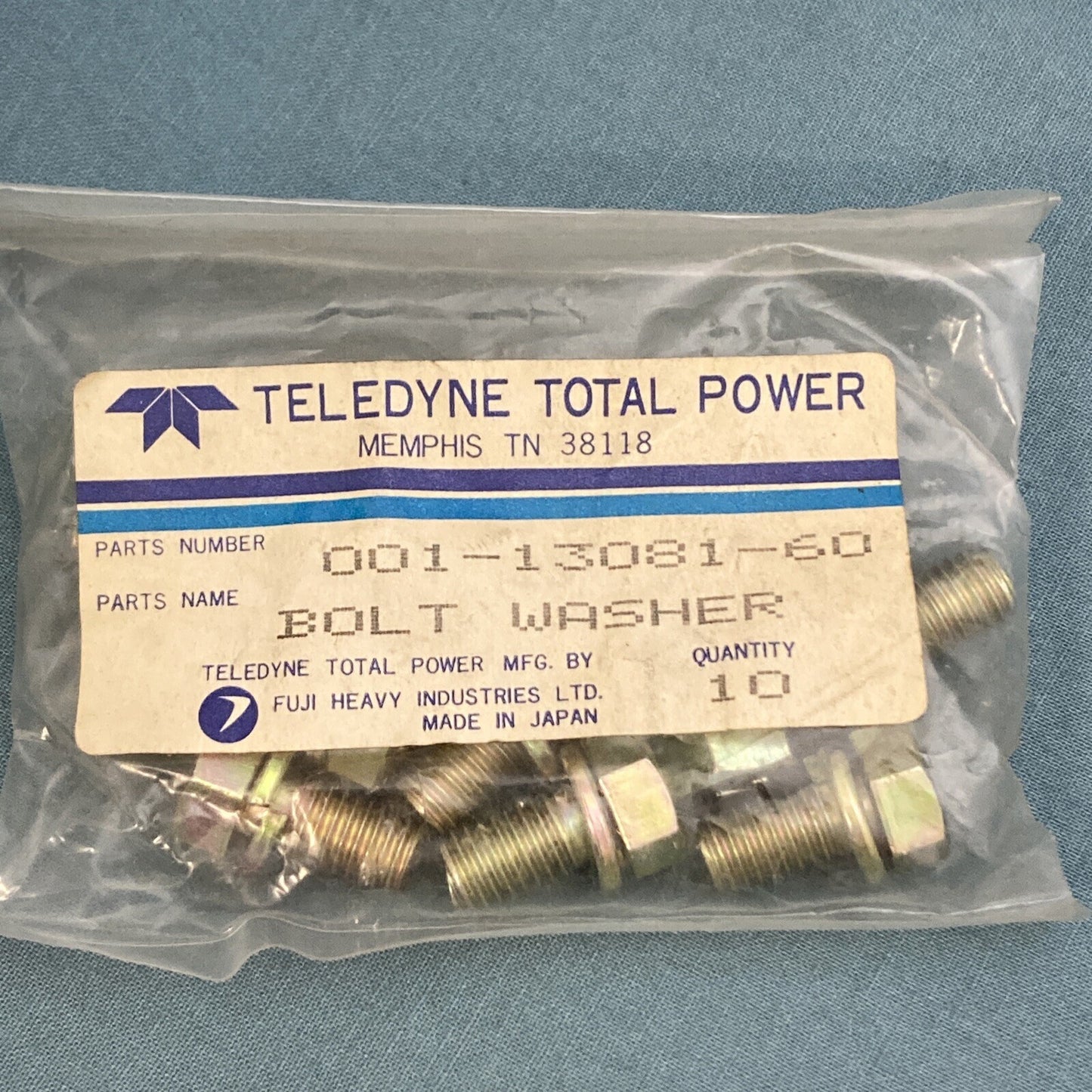 QTY 10 NEW GENUINE TELEDYNE TOTAL POWER 001-13081-60 BOLT & WASHER