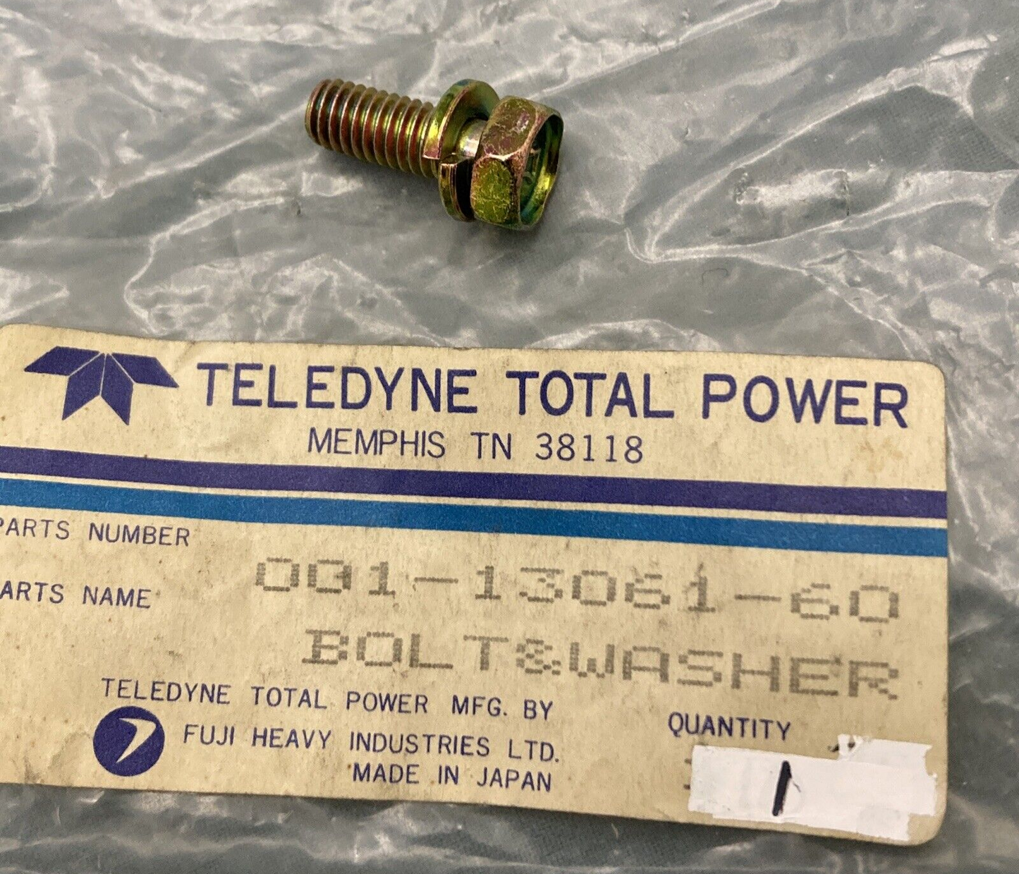 QTY 10 NEW GENUINE TELEDYNE TOTAL POWER 001-13061-60 BOLT & WASHER ASSEMBLY