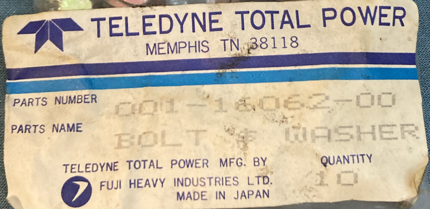 QTY 10 NEW GENUINE TELEDYNE TOTAL POWER 001-16062-00 BOLT & WASHER ASSEMBLY
