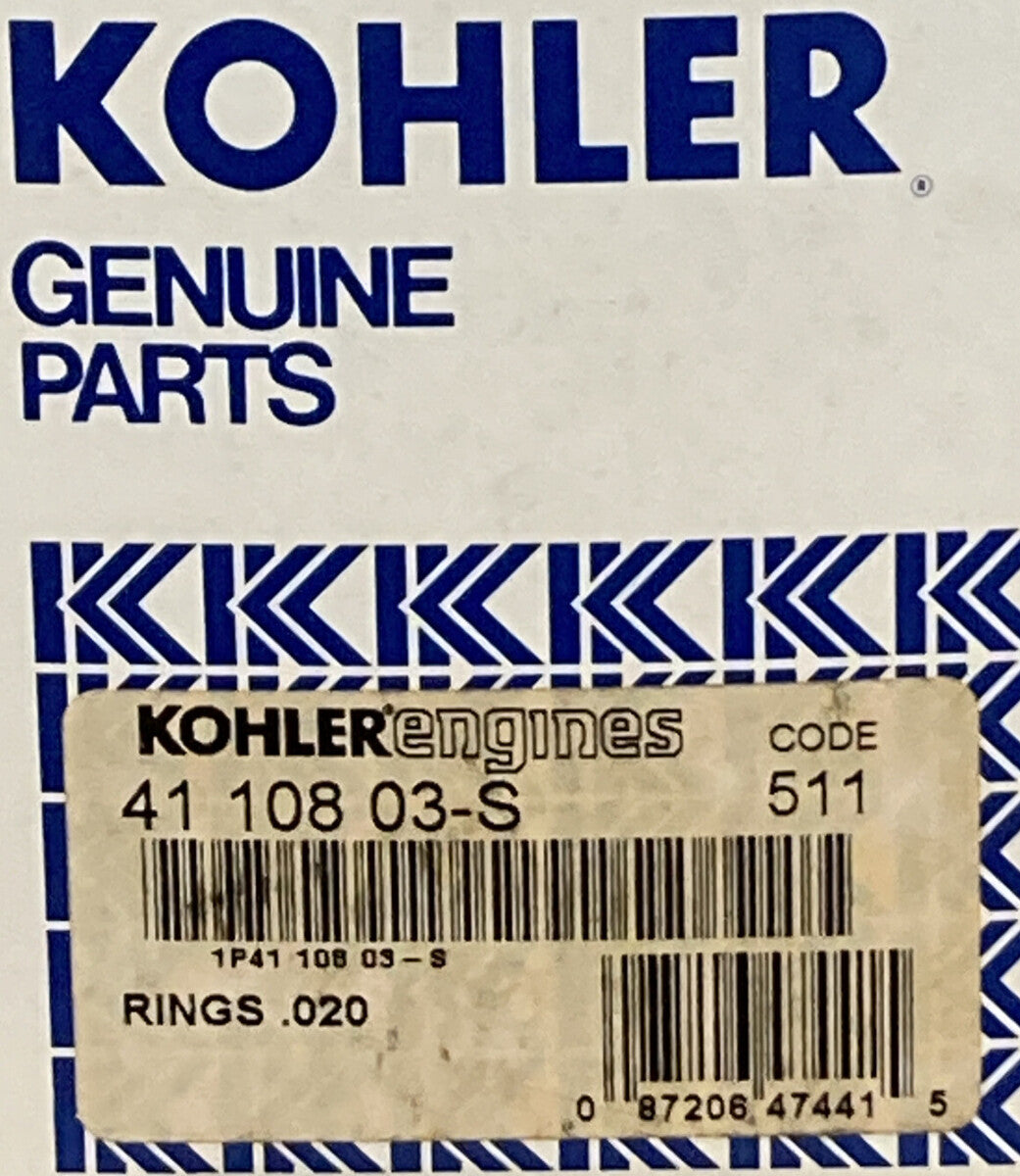 NEW GENUINE KOHLER 41 108 03-S PISTON RING SET .020