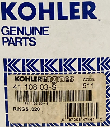 NEW GENUINE KOHLER 41 108 03-S PISTON RING SET .020