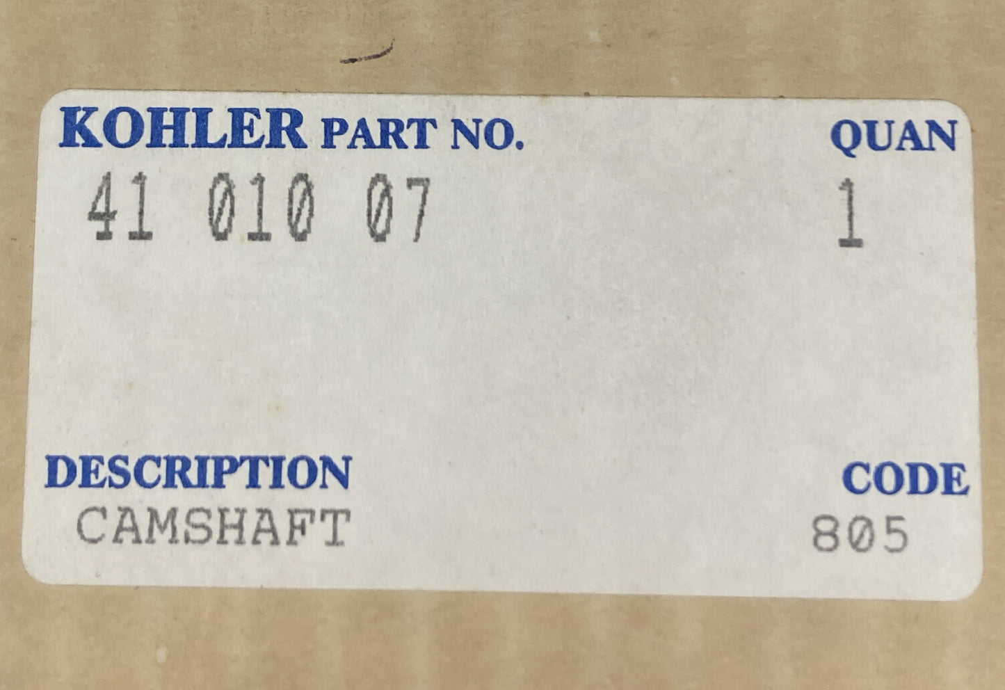 NEW GENUINE KOHLER 41 010 07 CAMSHAFT