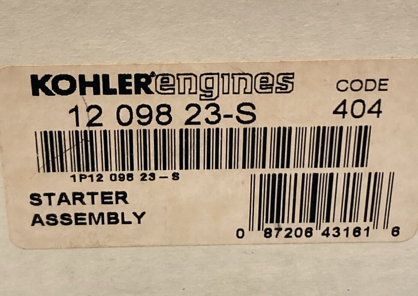 NEW GENUINE KOHLER 12 098 23-S STARTER ASSEMBLY