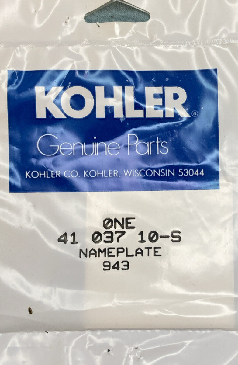 NEW GENUINE KOHLER 41 037 10-S SERVICE NAMEPLATE