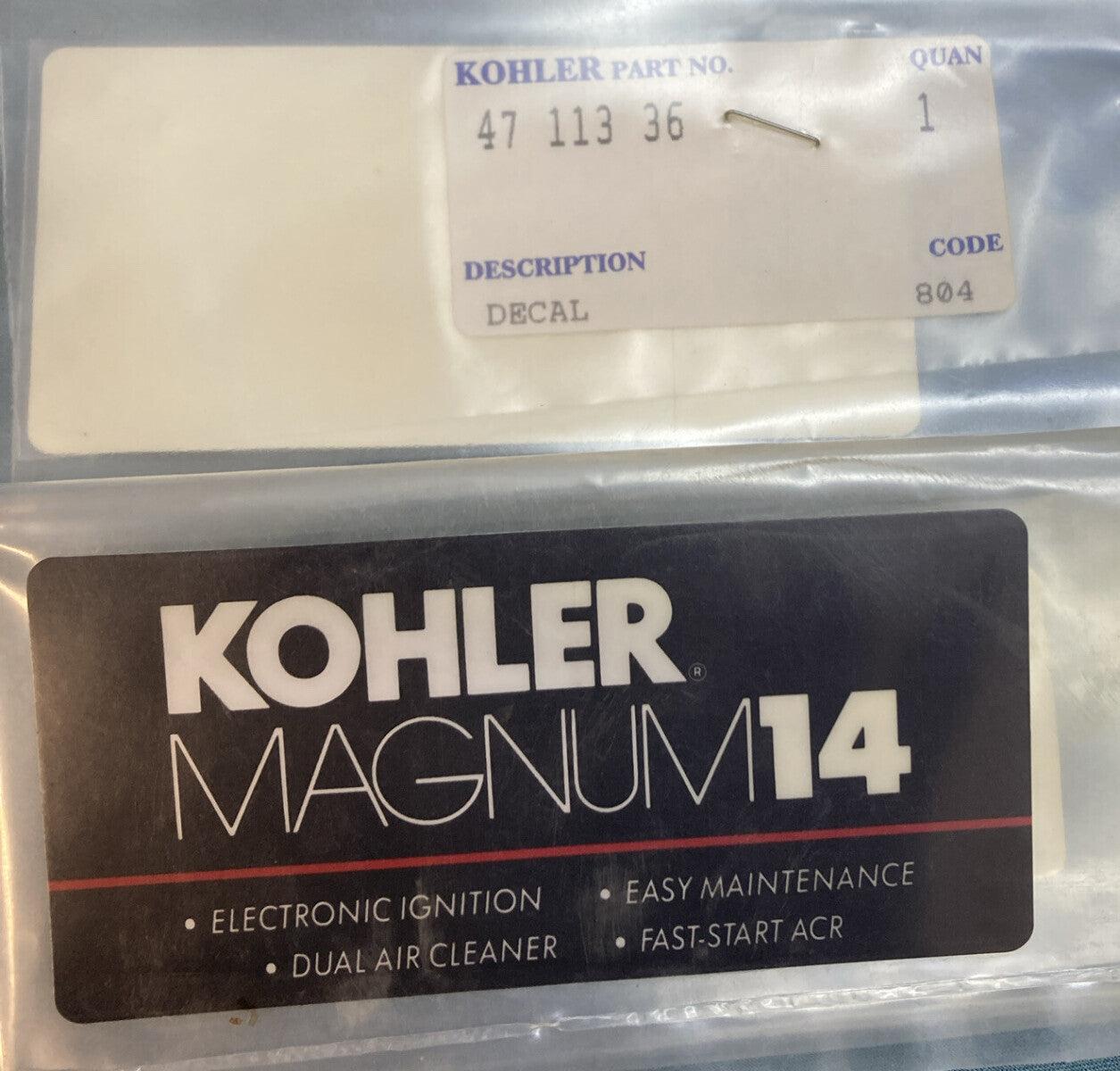 NEW GENUINE KOHLER 47 113 36 DECAL: 14 HP