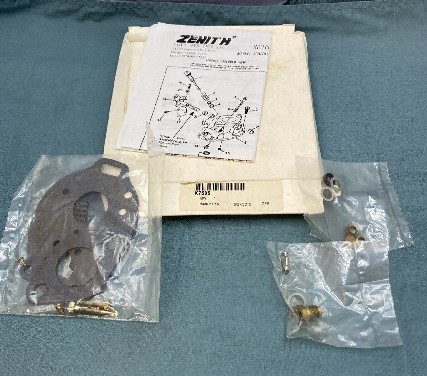 NEW GENUINE ZENITH K7505 FUEL SYSTEM REPAIR KIT