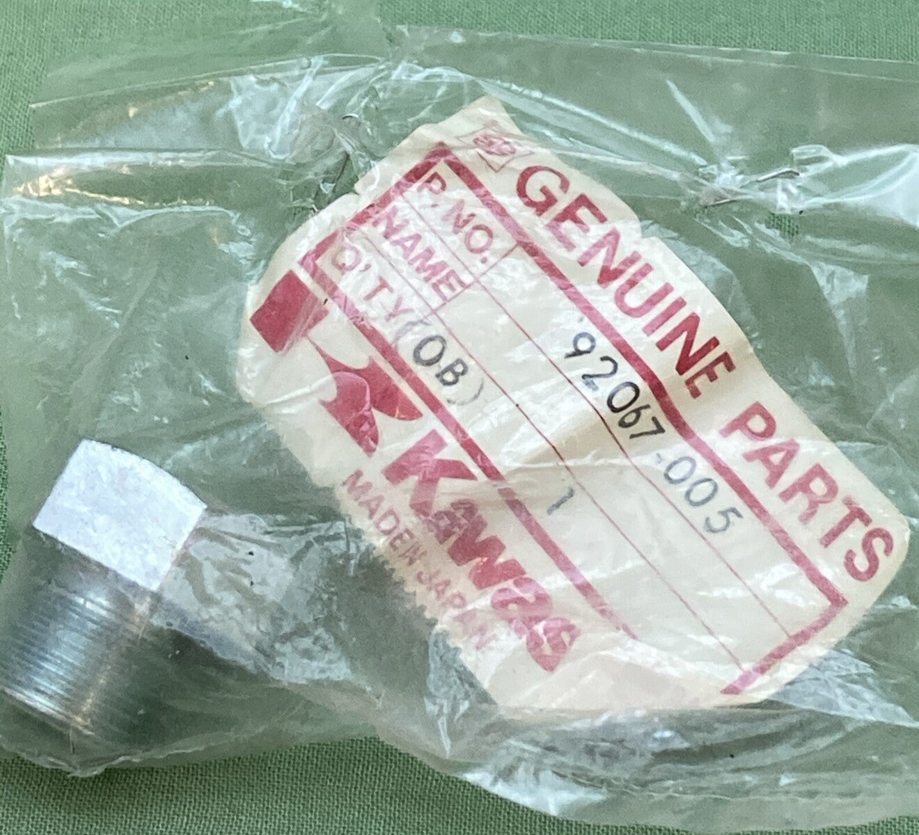 NEW GENIUNE KAWASAKI 92067-005 PLUG, CYLINDER HEAD