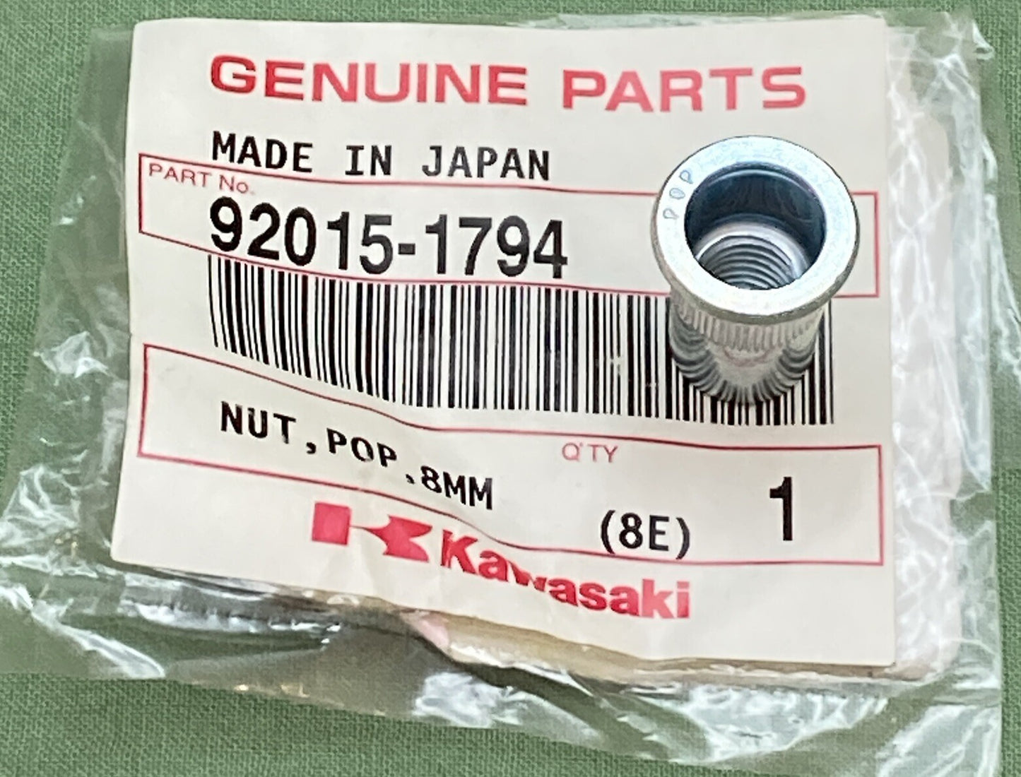 NEW GENIUNE KAWASAKI 92015-1794 Nut, Pop, 8MM, L=18