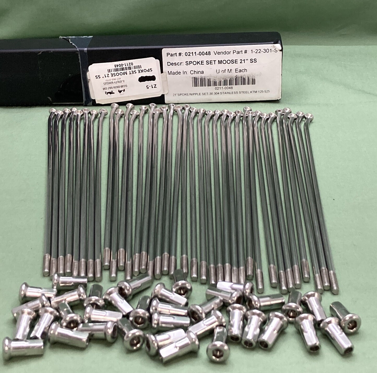 NEW MOOSE RACING 0211-0048 21" SPOKE/NIPPLE SET-36 304 SS KTM 125-525