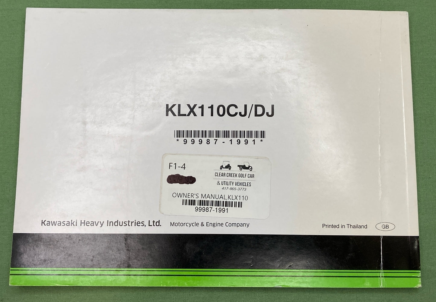 NEW GENUINE KAWASAKI 99987-1991 OWNERS MANUAL KLX110