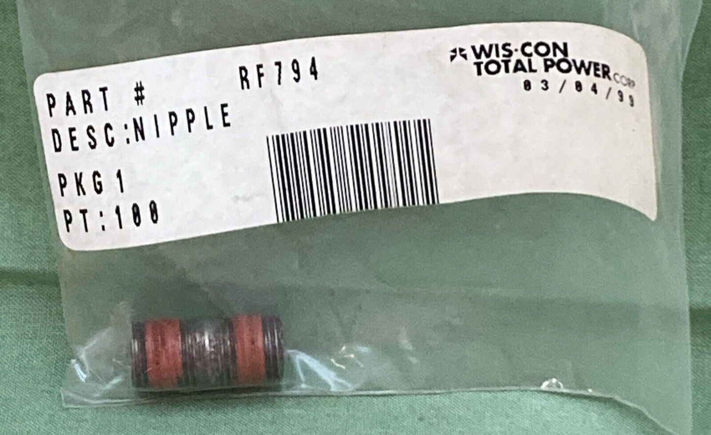 NEW GENUINE WIS-CON TOTAL POWER RF794 NIPPLE-CLOSE 1/8