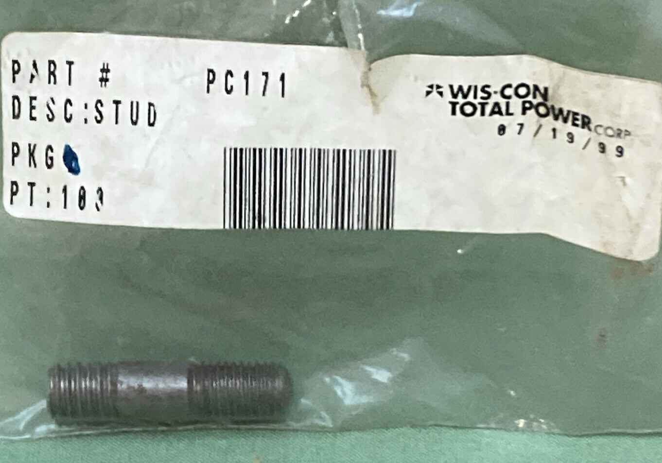 NEW GENUINE WIS-CON TOTAL POWER PC171 STUD 5/16 X 1 1/2.