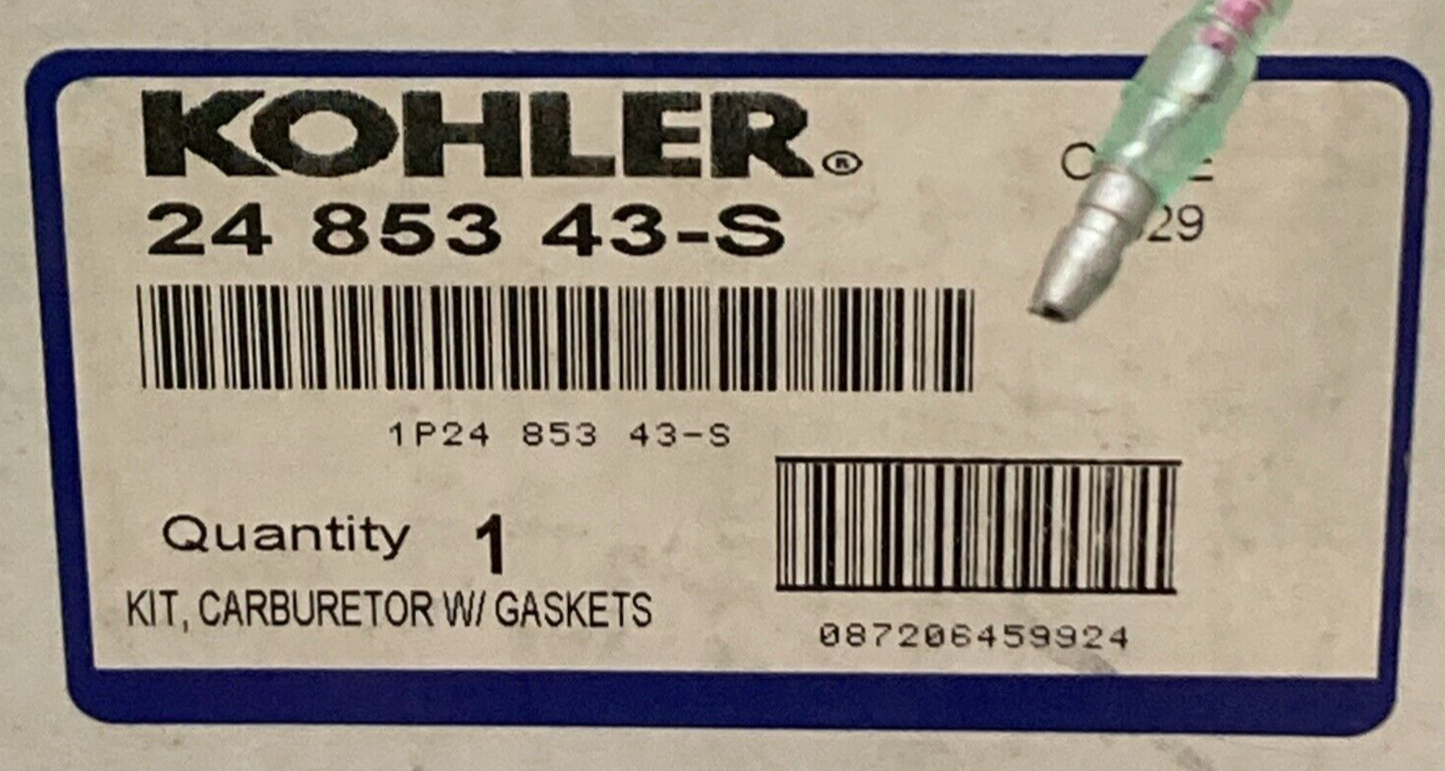 NEW GENUINE KOHLER 24 853 43-S KIT, CARBURETOR W/GASKETS