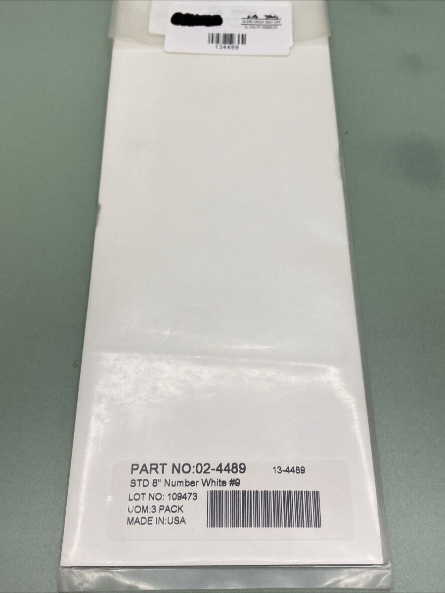 QTY 2 NEW FACTORY EFFEX 02-4489 3 PK STD 8" NUMBER WHITE #9