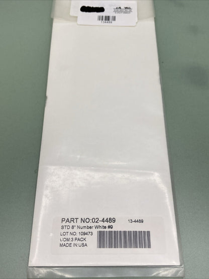 QTY 2 NEW FACTORY EFFEX 02-4489 3 PK STD 8" NUMBER WHITE #9