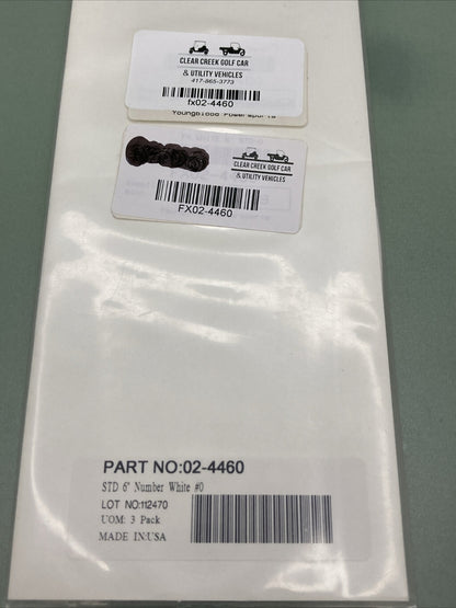 QTY 2 NEW FACTORY EFFEX 02-4460 3 PK STD 6" NUMBER WHITE # 0 4 MIL