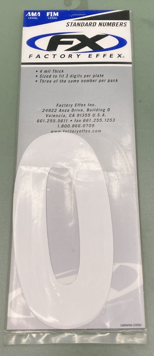 QTY 2 NEW FACTORY EFFEX 02-4460 3 PK STD 6" NUMBER WHITE # 0 4 MIL