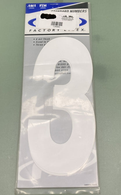 QTY 2 NEW FACTORY EFFEX 02-4483 3 PK STD 8" NUMBER WHITE # 3 4 MIL