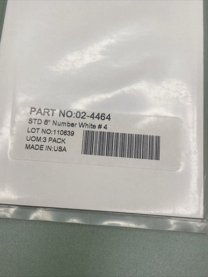 QTY 2 NEW FACTORY EFFEX 02-4464 3 PK STD 6" NUMBER, WHITE # 4 4MIL