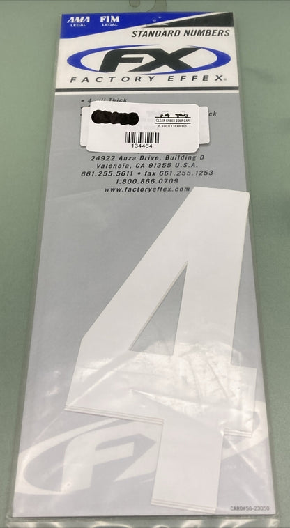 QTY 2 NEW FACTORY EFFEX 02-4464 3 PK STD 6" NUMBER, WHITE # 4 4MIL