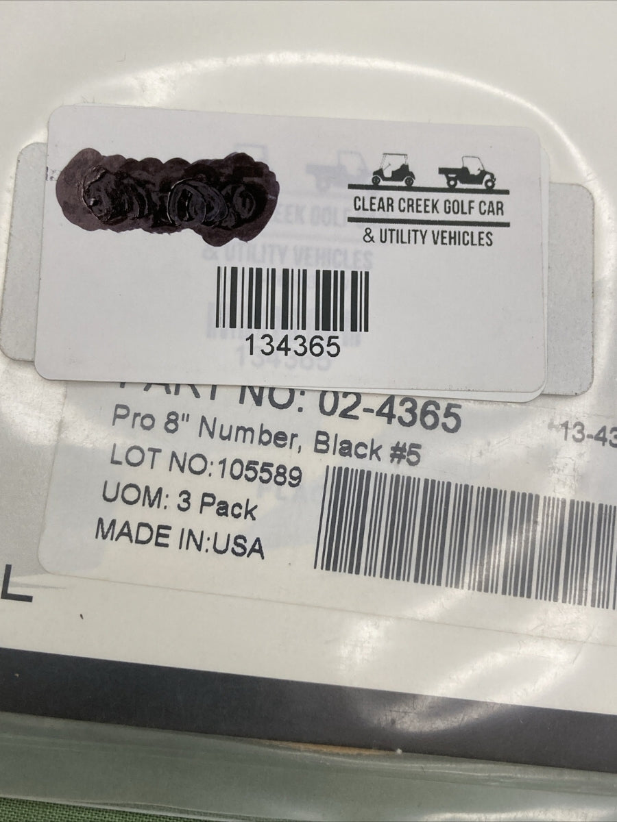 NEW FACTORY EFFEX 02-4365 3 PK PRO 8" NUMBER, BLACK # 5, 12 MIL SUPER THICK