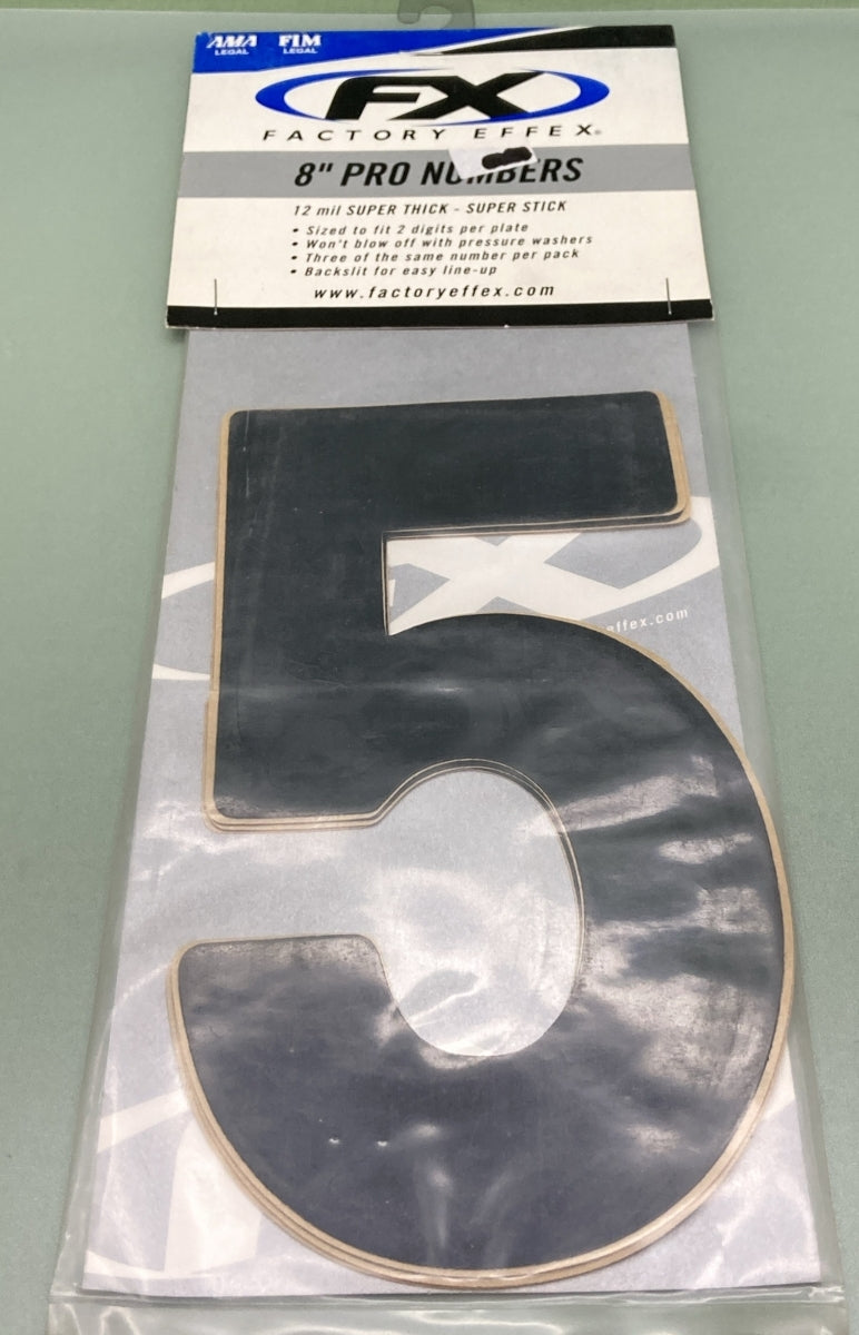 NEW FACTORY EFFEX 02-4365 3 PK PRO 8" NUMBER, BLACK # 5, 12 MIL SUPER THICK