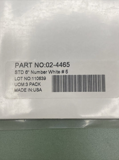 QTY 2 NEW FACTORY EFFEX 02-4465 3 PK STD 6" NUMBER, WHITE # 5, 4 MIL THICK