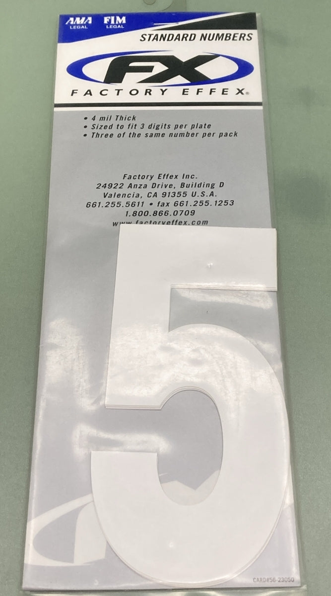 QTY 2 NEW FACTORY EFFEX 02-4465 3 PK STD 6" NUMBER, WHITE # 5, 4 MIL THICK