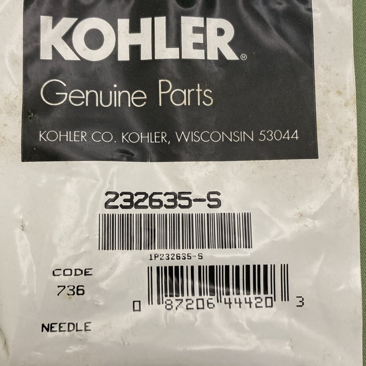 NEW GENUINE KOHLER 232635-S Needle Main Fuel Adjusting