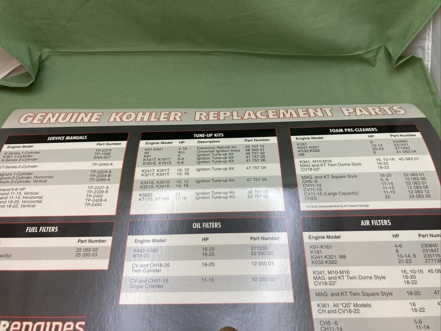 NEW GENUINE KOHLER  47 800 12 COUNTER MAT