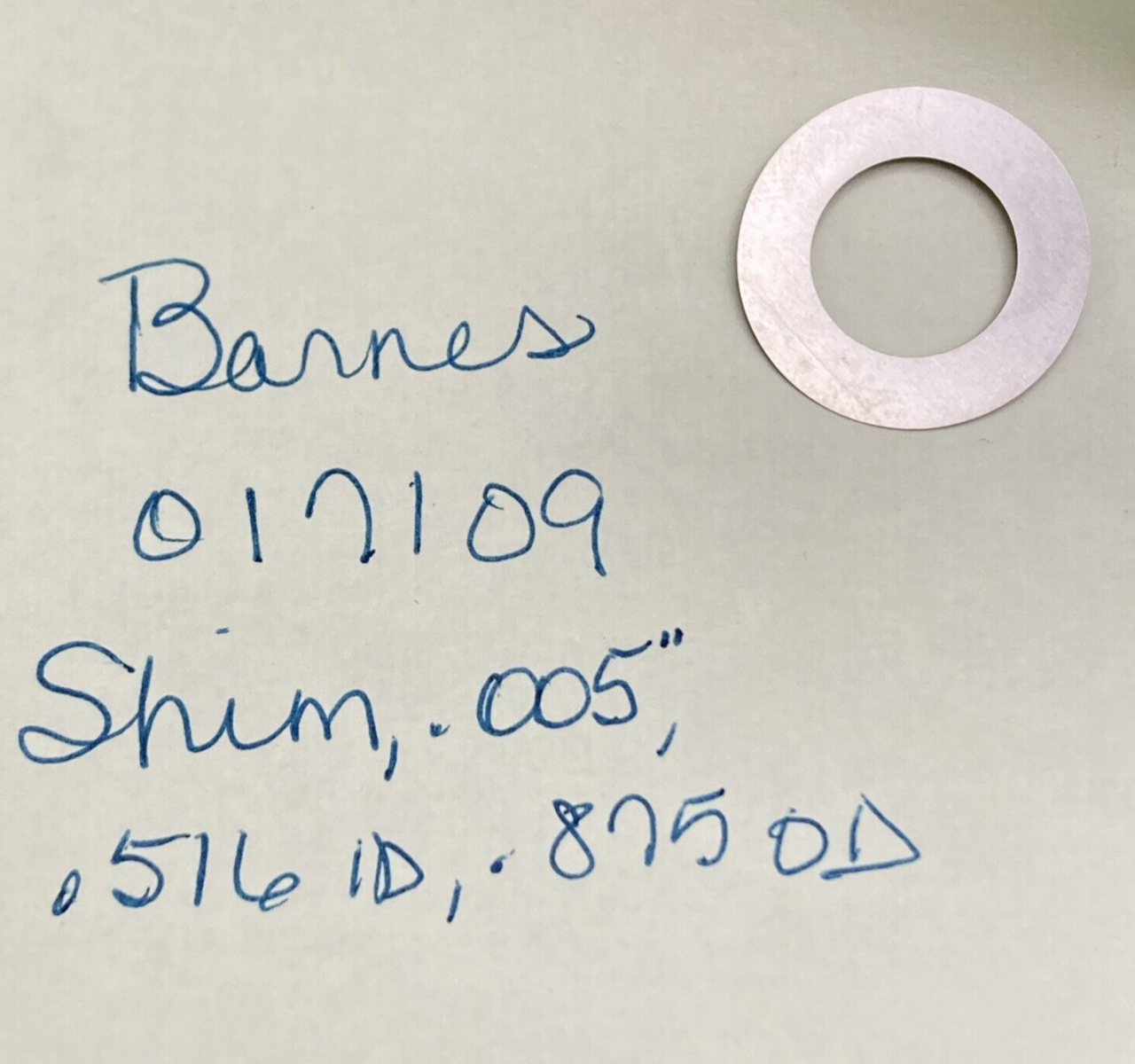 NEW REPLACES BARNES 017109 SHIM, .005, .516 ID .875 OD