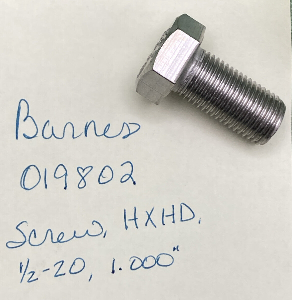 NEW REPLACES BARNES 019802 SCREW, HXHD, 1/2-20, 1.000"