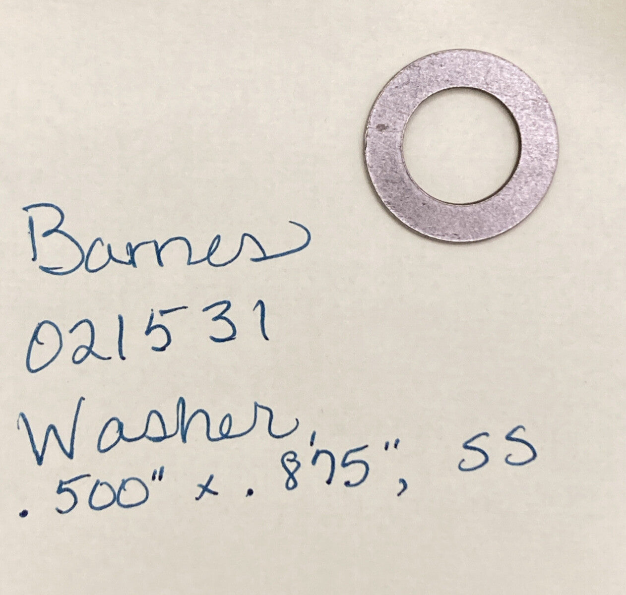 NEW REPLACES BARNES 021531 WASHER, .500" X .875", SS