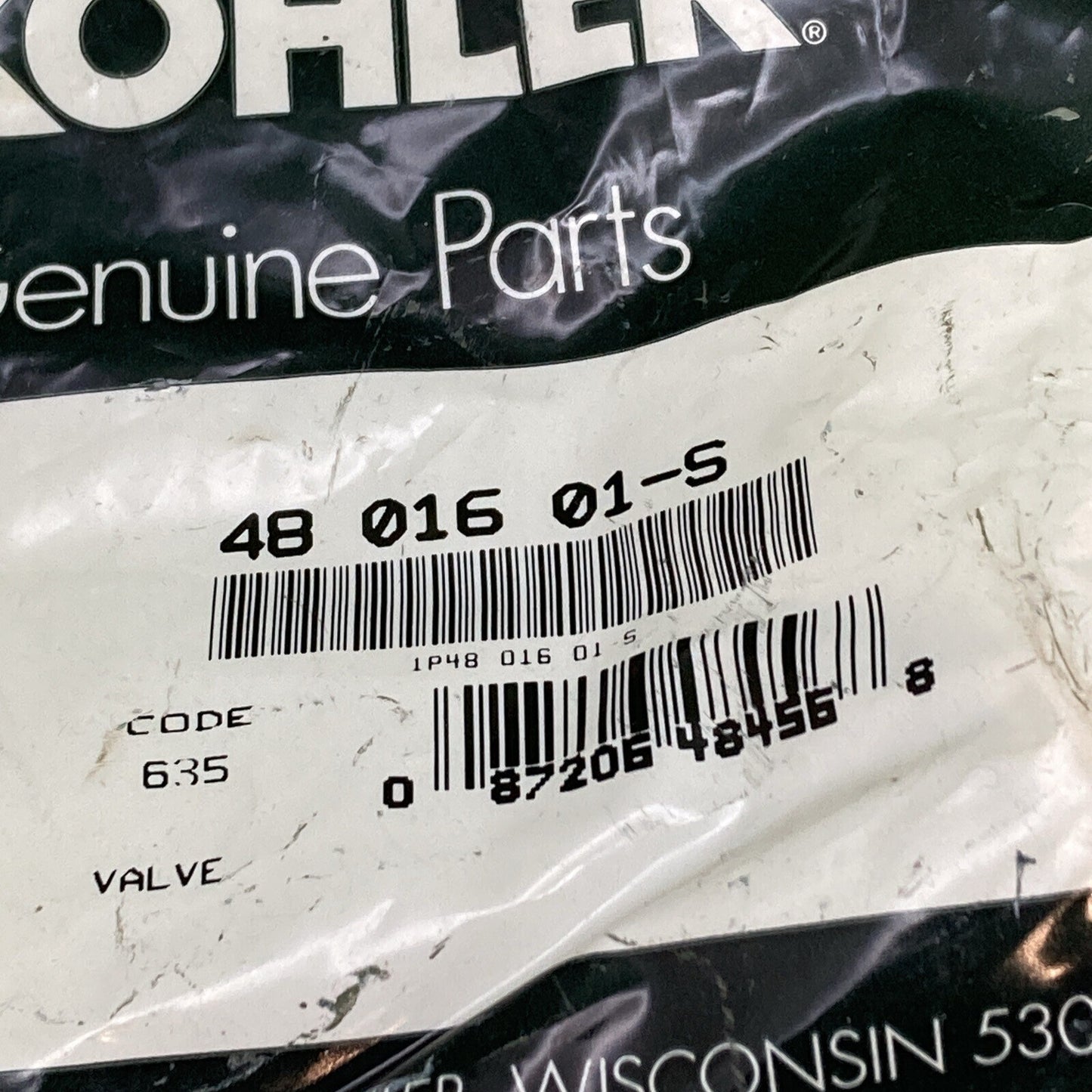 NEW GENUINE KOHLER 48 016 01-S VALVE
