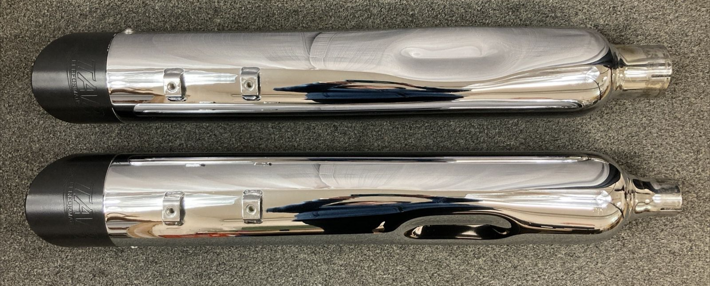 TAB PERFORMANCE CHROME 4" SLIP ON SLASH CUT MUFFLER PAIR 2017 TOURING