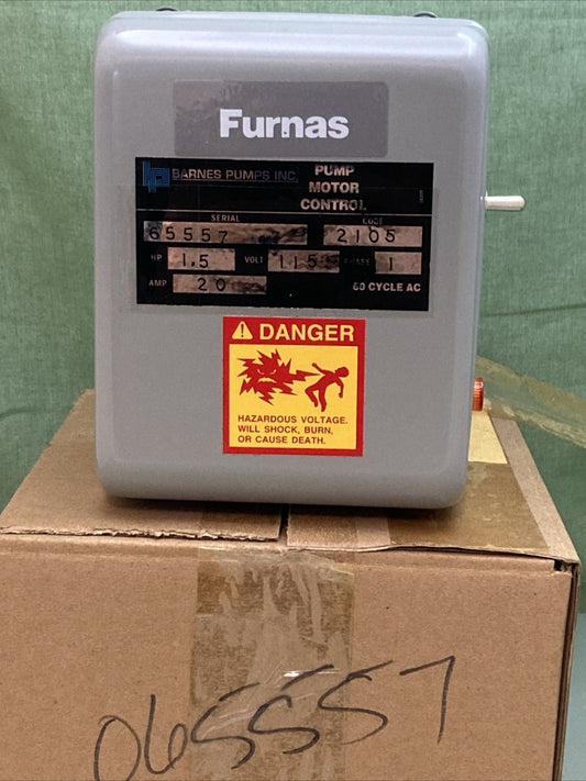 NEW GENUINE FURNAS BARNES 065557 PUMP MOTOR CONTROL CODE 2105 60 CYCLE AC