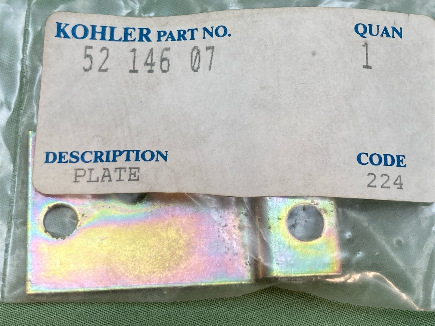 NEW GENUINE KOHLER 52 146 07 PLATE