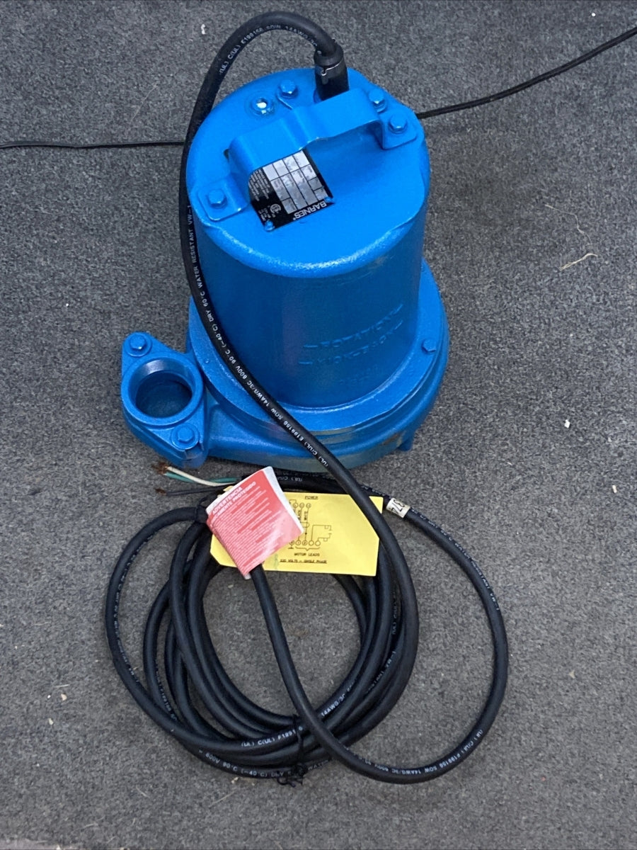 NEW BARNES 104888 Submersible Sewage Ejector Pump 1.0 HP 200/230V 1PH 20' Cord