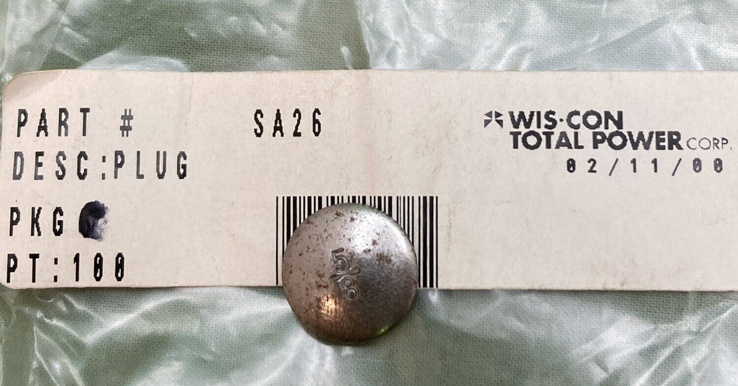 NEW GENUINE WIS-CON TOTAL POWER SA26 PLUG-EXP-CONCAVE 5/8
