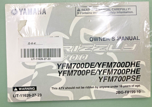 NEW GENUINE YAMAHA LIT-11626-27-23 2BG-F8199-10 OWNERS MANUAL YFM700