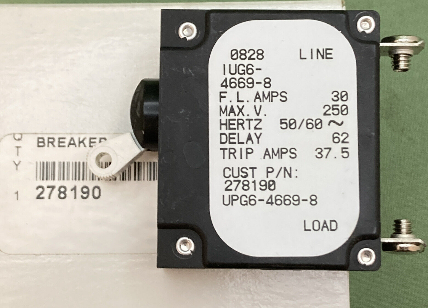 NEW GENUINE KOHLER 278190 CIRCUIT BREAKER, 30A, 1 POLE