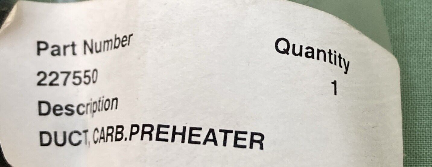 NEW REPLACES KOHLER 227550 DUCT, CARBURETOR PREHEAT