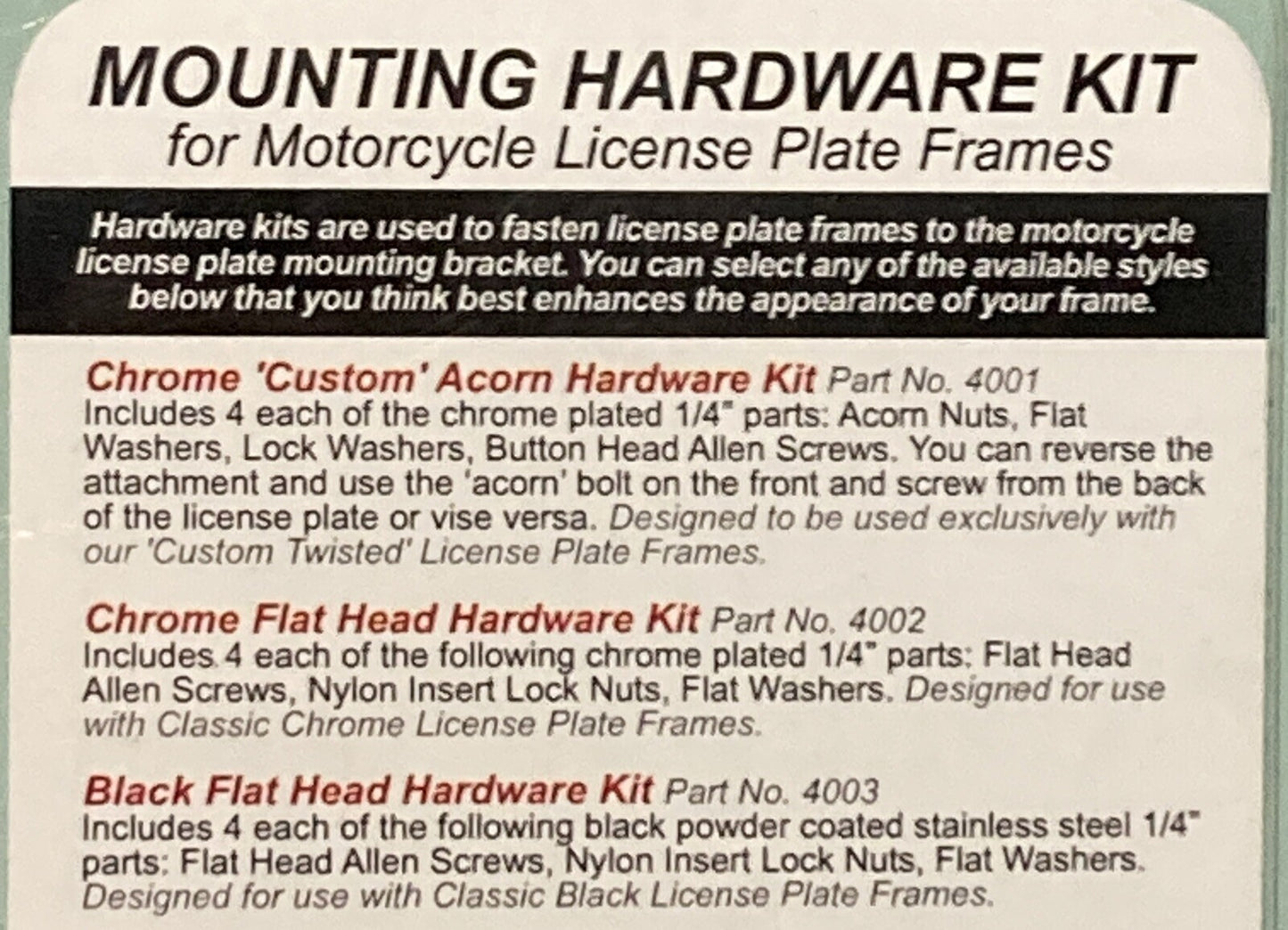 NEW GENUINE SIGNAL DYNAMICS DS-190036 MOTORCYCLE LICENSE PLATE MOUNTING KIT
