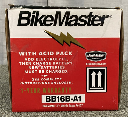 NEW GENUINE BIKEMASTER BB16B-A1 BATTERY W/ ACID PACK
