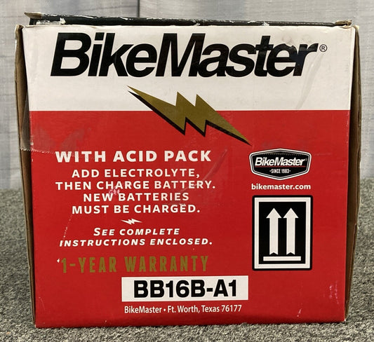 NEW GENUINE BIKEMASTER BB16B-A1 BATTERY W/ ACID PACK