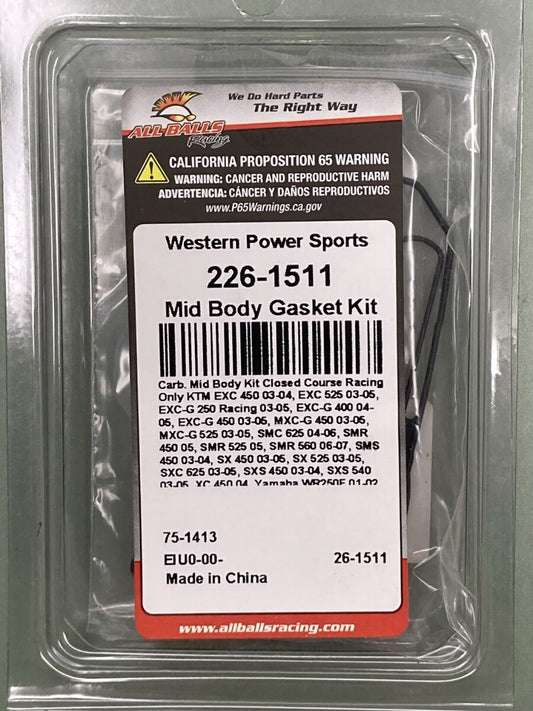 NEW GENUINE ALL BALLS RACING 226-1511 Mid Body Gasket Kit