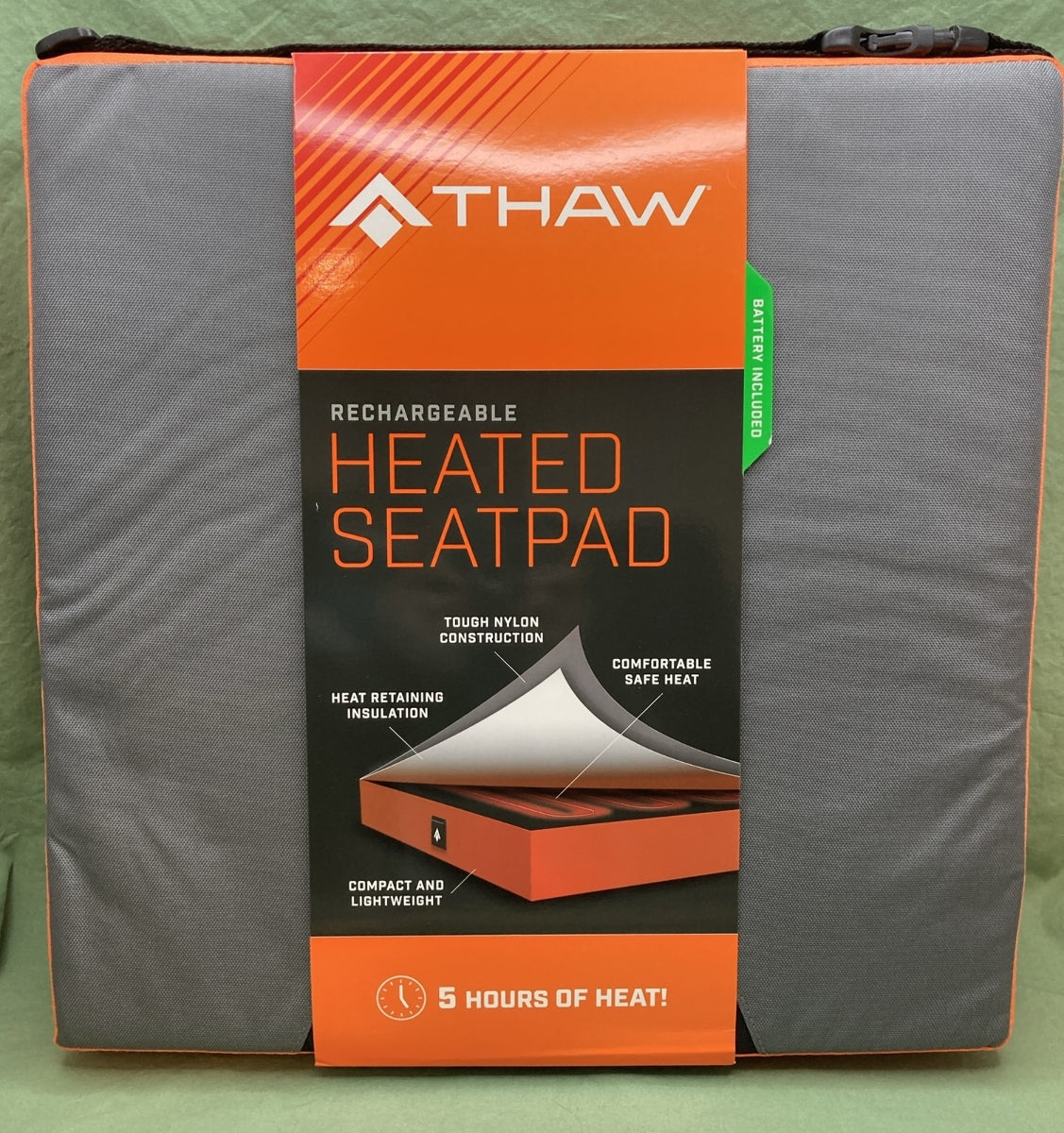 NEW THAW THA-BOD-0015 HEATED SEATPAD W/ RECHARGEABLE BATTERY